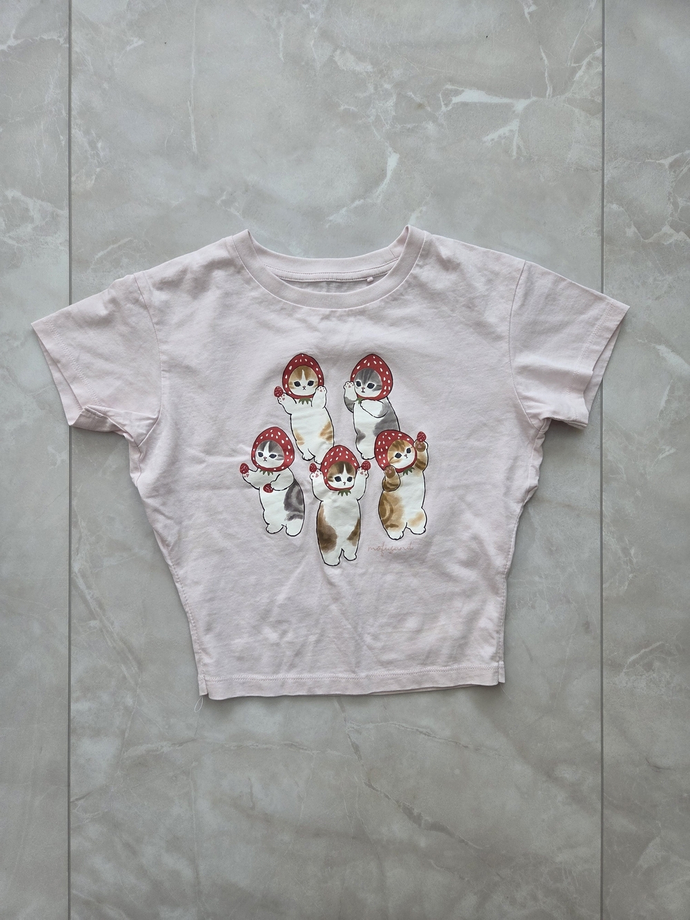 Cute Pink Graphic Tee with Kawaii Mofusand
